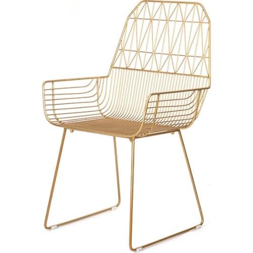 Modern Minimalist Nordic Dining Chair Golden Wrought Iron Chair Armchair Livingroom Restaurant Coffee Balcony Make Up Chair