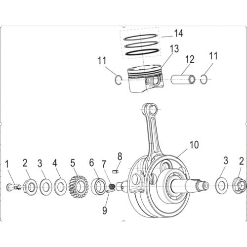 Crankshaft piston ring page of Benelli TNT135 TNT125