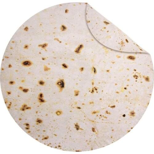 Flour Tortilla Blanket 100/120/150/180cm Giant Funny Flannel Blanket Round Wrapping Towel for Adult Kids Picnic Beach LB