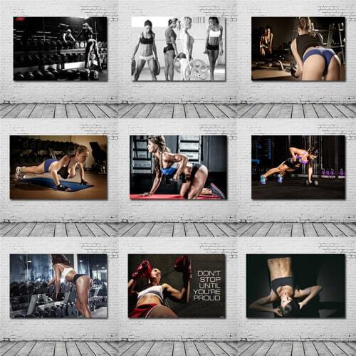 Sexy Women Fitness Bodybuilding Motivational Canvas Painting Silk Posters and Prints Fitness Exercise Wall Art Pictures Gym Room