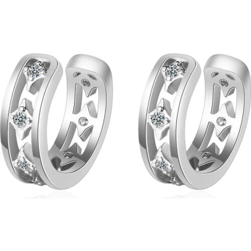 Utimtree Simple Hollow 925 Sterling Silver Micro-inlaid Zircon Ear Clip Earrings for Women Girl NO Hole Earring Jewelry Gift