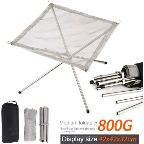 Foldable Outdoor Fire Rack Portable Stainless Steel Barbecue Camping Stove Point Carbon Heating Wood Stove