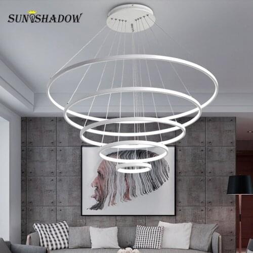Modern Led Pendant Light 100 80 80 60 60cm Big Circle Chandelier Pendant Light for Living room Dining room Kitchen Bedroom Lamps