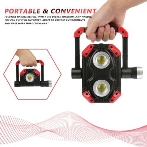 USB Rechargeable 2COB Work Light Portable LED Flashlight Adjustable Waterproof Camping Lantern Magnet Design Stand 360°Rotation