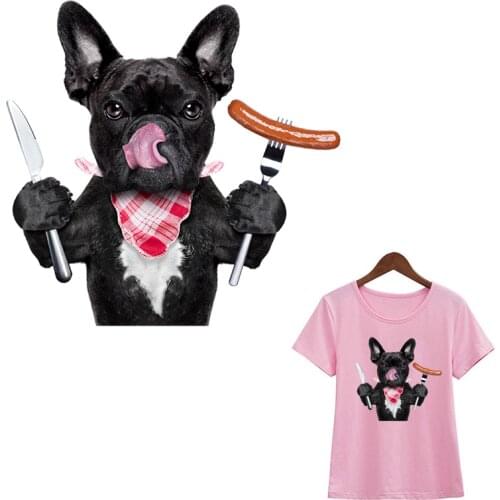 Summer T-Shirt Patches Dog Badges Design Diy Accessory Heat Transfer Washable Thermal Stickers Children Clothes Sticker