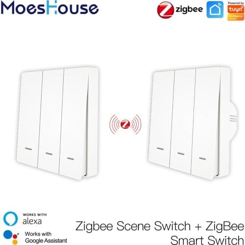 Tuya ZigBee Light Switch with Transmitter Kit No Neutral Wire No Capacitor Required works with Alexa Google Home Smart Life