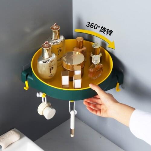 Home Free Punch Rotating Shelf Toilet Bathroom Storage Rack Creative Kitchenware Corner Rack Wall-mounted Toilet Shelf