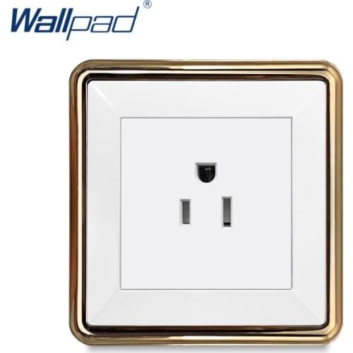 Wallpad US 3 Pin Socket Wall Electrical Power Socket Outlet Gold Panel 110-250V 15A