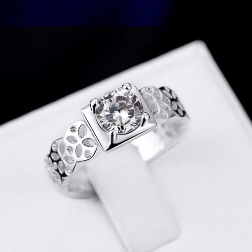 925 Sterling Silver fine Shining Square crystal Rings For Women Fashion Party Holiday gift Charm wedding diamond ring Jewelry