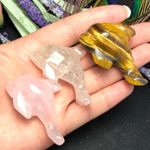 1Pcs Natural crystal carving animal dolphins, super - beautiful crafts home decoration