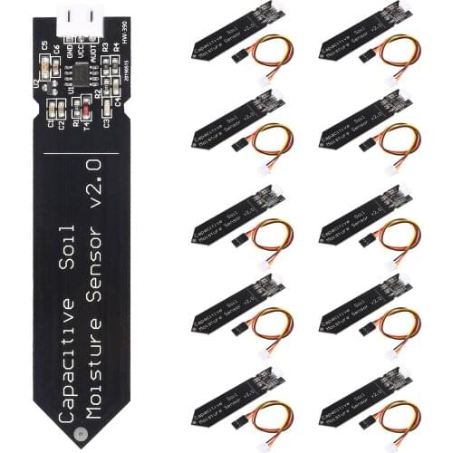 10PCS Capacitive Soil Moisture Sensor Corrosion Resistant Wide Voltage Wire Analog Capacitive Soil Moisture Sensor For Arduino