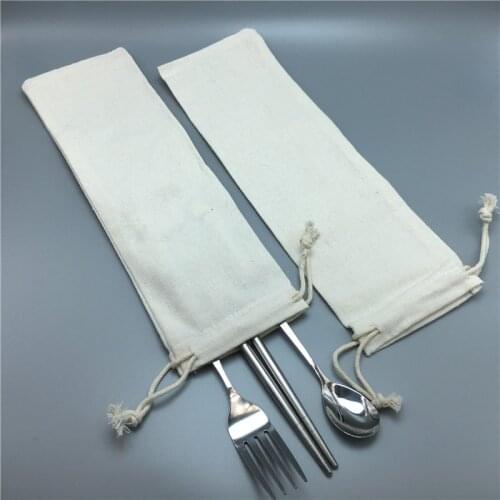 10Pcs 27*8cm Cloth Gifts Bag Cloth Packaging Canvas Bag Linen Bag Cotton Velvet Family Gathering Tableware Bags