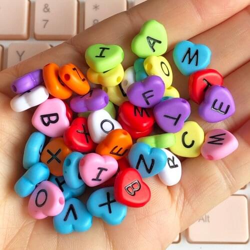 100pcs Mixed Black Letter Acrylic Beads Heart Alphabet Loose Spacer Beads For Jewelry Making Handmade Diy Bracelet Necklace