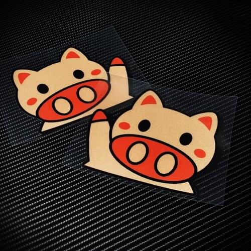 2x Car Styling Vinyl Decals Cute Pig Motorcycle Racing Sports Helmet Decorats Sticker 12x10cm