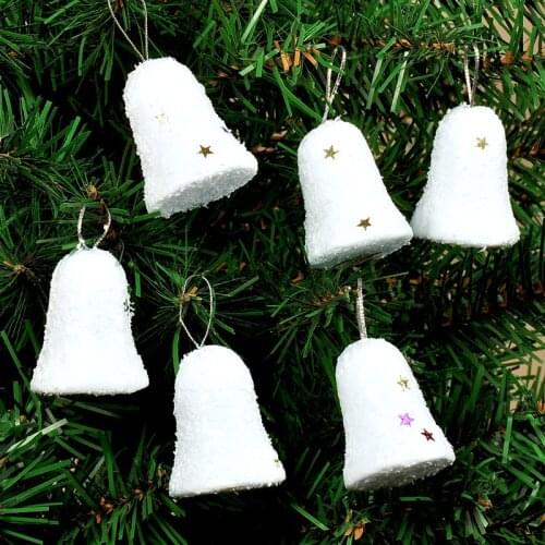 4.5*3.5CM 2021 Christmas Ornaments Ornaments Decorations Party Decorations White Snow Scene Bell Pendant New Year Decor For Home