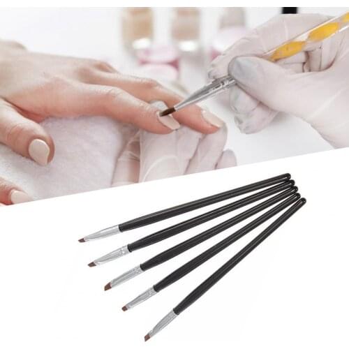 5 Pcs/Set Nail Art Brush Professional No Fading Wood Metal Fashion Women Nail Art Pen for Home Nail Art