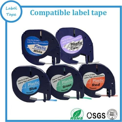 5PK Compatible DYMO Mixed Colors 12267 91201 91203 91204 91205 Letratag label tape Compatible DYMO label printer free shipping