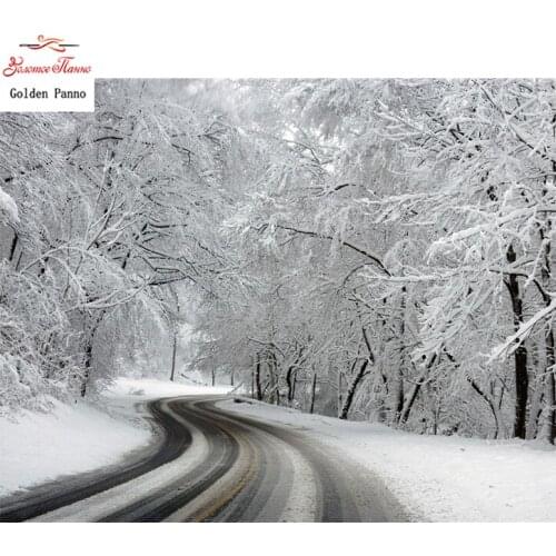Golden panno,5D,diy diamond embroidery,Full,square,Diamond Painting,Cross Stitch,3D,diamond,Mosaic,christmas,road 0125