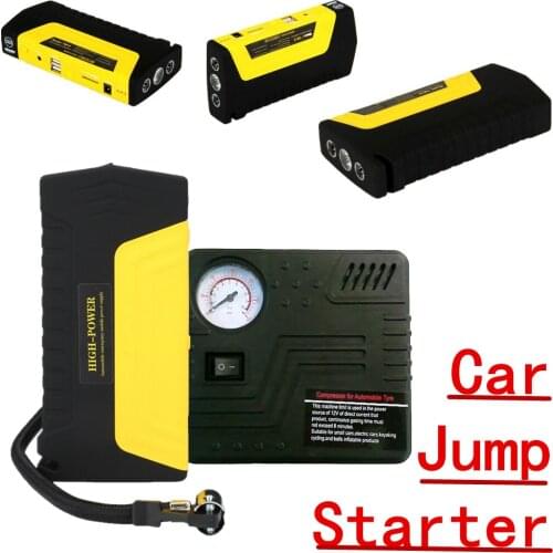 High quality with pump Car jumper Power Supply Dual 4 USB Car Jump Starter Emergency Charger Booster Power bank