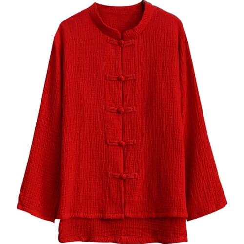 2021 Summer Stand collar Blouse Women long Sleeve Cotton Linen Top Loose casual Elegant vintage Blusas plus size shirts L-8XL