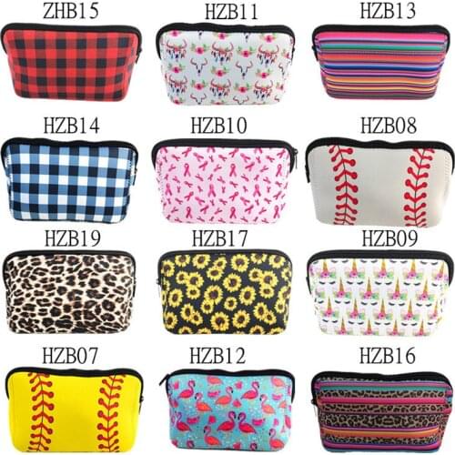 Hot Sell 20cmx 9cm X13cm Flamingos Unicorn Cosmetic Case Wholesale Blanks Neoprene Makeup Bag Women Clutch Bag Accessories