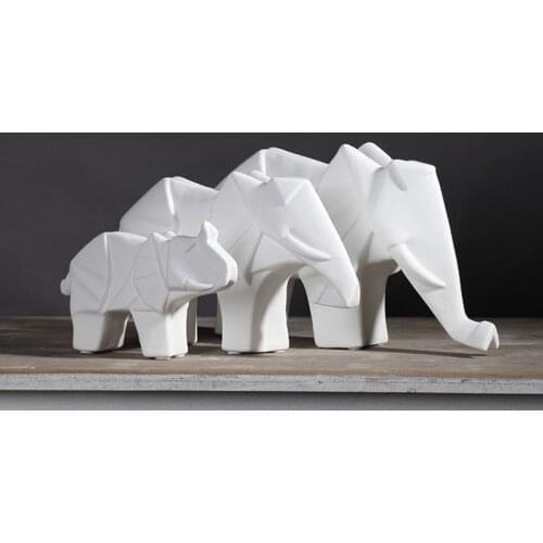 Decorative Elephant Figurine Origami White Elephant Sculpture Statue Elephant Desktop Decoration for Home,Office ,Bookshelf