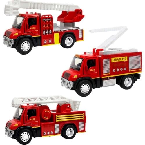 Kids Pullback Fire Truck Toy Shock Resistant Alloy Adjustable City Firefighter Car Model Toys For Children Christmas Gift