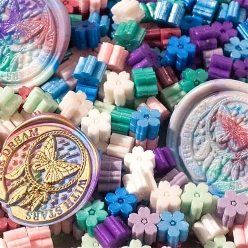 240PCs DIY Sakura Wax Seal Box Cherry Blossom Sealing Beads Stamps Envelope Wedding Jar Packaging Gifts Journal Postcard Stamp