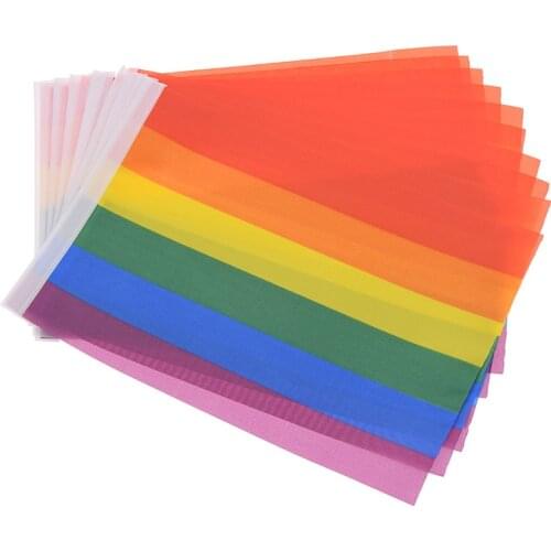 21*14cm 10PCS Rainbow Hand Flag Hand Waving Gay Pride Parade Colored Flag Party Decotation