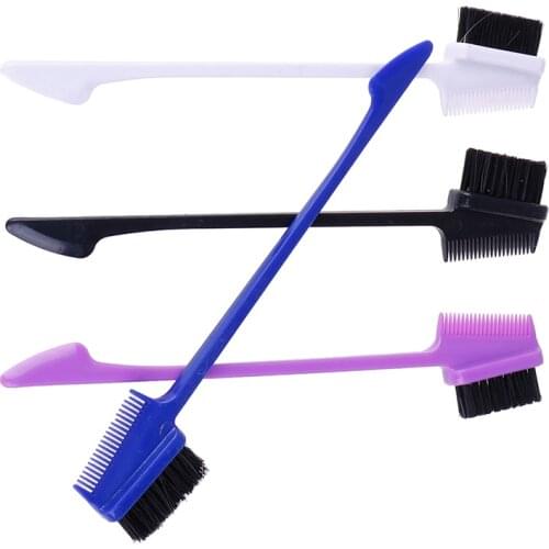 HOT 1pc Double Sided Eye Brow Eyelash Brushes Edge Control Eyebrow Comb Portable Make Up Tool 4 Colors