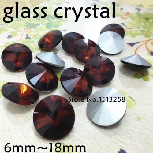 Red Coffee Color Rivoli Crystal Fancy Stone Point Back Glass Stone For Jewelry Making 6mm 8mm 10mm 12mm 14mm 16mm 18mm