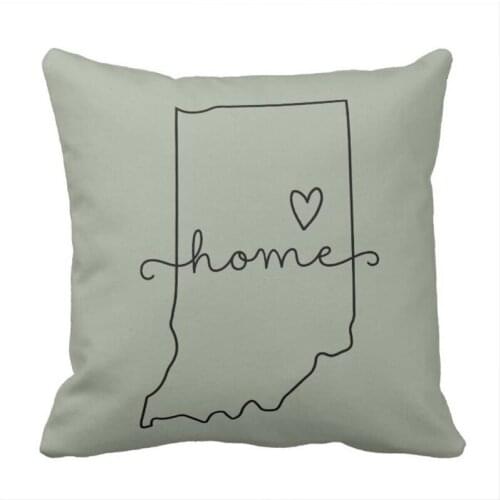 Indiana Home State Love, Movable Location Heart Throw Pillow case