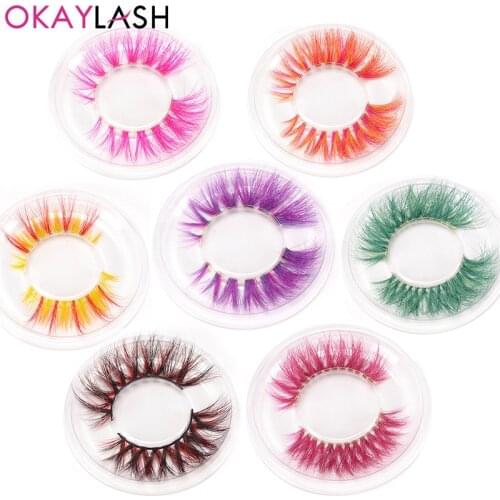 OKAYLASH 3D 6D False Colored Eyelashes Natural Real Mink fluffy Style Eye lash Extension Makeup Cosplay Colorful Eyelash