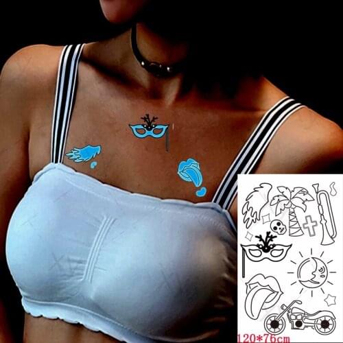 Tattoo Stickers Luminous Kids Girl Temporary Fake Tattoos Glow Paste on Face Arm Leg for Women Men Body Art Sun Cross Sticker