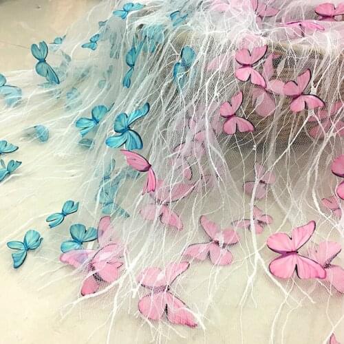 New French soft mesh lace, three-dimensional butterfly, petals, childrens clothing fabric, skirt skirt, fashion fabric