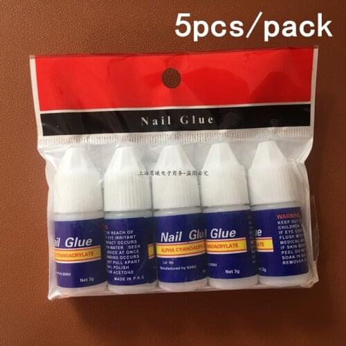 New 2021 5pcs 3g Fast Drying Nail Art Glue Tips Glitter UV Acrylic Rhinestones Decorations Nail Glue Gel False Tip Manicure Tool