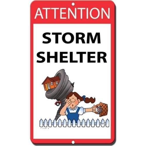New Metal Sign Aluminum Sign Attention Storm Shelter for Outdoor & Indoor 12" x 8"
