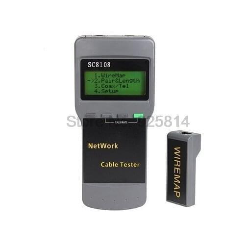 By dhl 20pcs Portable Multifunction Wireless Network Tester Sc8108 LCD Digital PC Data Network CAT5 RJ45 LAN Tester Meter