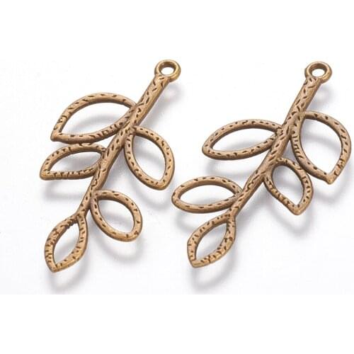 20 Pcs 38x18x2mm Leaf Tibetan Style Alloy Pendants Charms for DIY Earrings Necklace Bracelet Anklet Jewelry Making Accessories