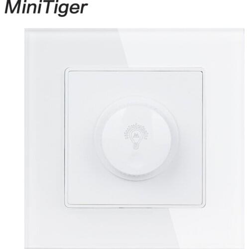 Minitiger Lamp Dimmer Regulator Only For LED Light Bulb Luxury Crystal Glass Panel Wall Light Switch Interruptor 16A 0~300W