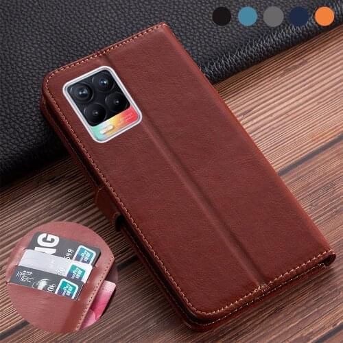 Luxury Flip book leather case on For OPPO Realme 8 Cover Realme 8 RMX3085 case on For realme8 6.4 inch Magnetic Shockproof Cover