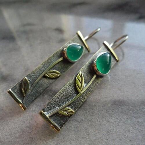 Vintage Ethnic Flower Oil Drop Dangle Earrings for Women Female 2019 Lovely Ornaments Hanging Earring Jewelry Accessories