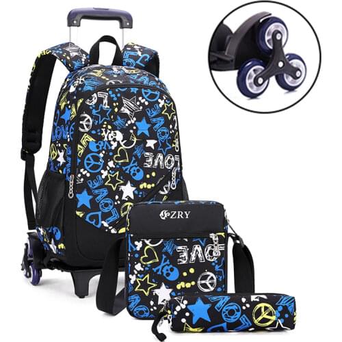 Trolley School Bag 6 Wheel Staircase Primary Secondary School Backpack Boy Waterproof Kids Bag Wheeled Large Size Space ZR5110
