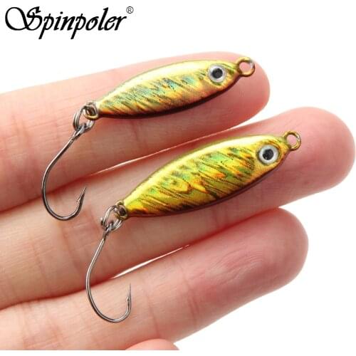 Spinpoler 3.3g 5.8g Mini Metal Jig Fishing Lures with Barb Hooks, Blade Baits & Jigging Spoon for Trout Char Bass Perch Tackle
