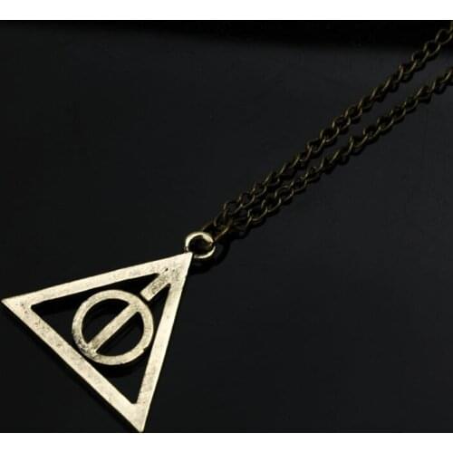 Triangle 3 color Necklace Movie har-ry triangle artifact Pendant Necklaces Movie Trendy Jewelry Long Chain
