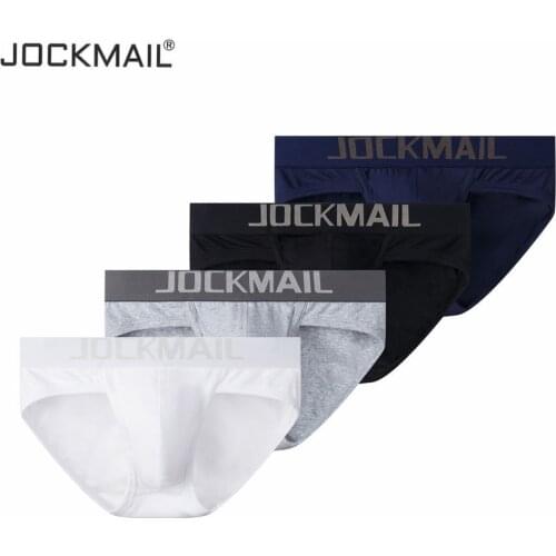 JOCKMAIL 4PCS/Lot Sexy Men Underwear Briefs Bikini Gay Underwear mens thongs and g strings Man Underpants cotton Panties slip