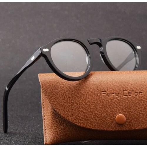 Top quality Round retro Acetate frame optical eyeglasses frame clear lens glasses frame women men myopia spectacles prescription