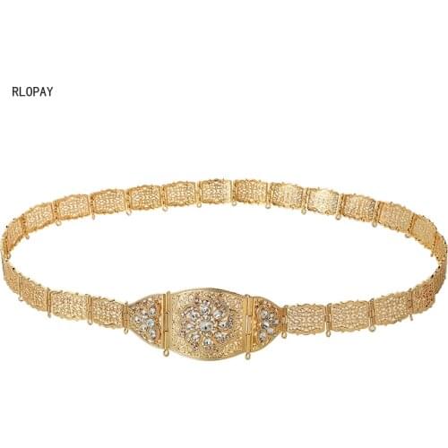 Vivid Flower Belt Women Dress Belt Arabic Royal Wedding Bridal Bets Adjustable Chain Wedding Belts Rhinestone Sparkle Belt