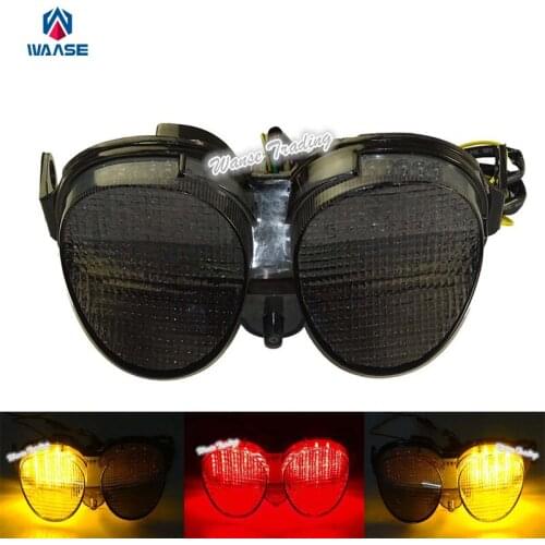 Waase E-Marked Rear Taillight Taillamp Tail Brake Turn Signals Integrated Led Light Smoke For 2001-2002 YAMAHA YZF R6 YZFR6 RJ03