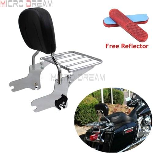 Rear Passenger Backrest Pad Sissy Bar Motorcycles Detachable Chrome Luggage Rack For Harley Road King FLHR FLTR FLHX FLHT 97-08